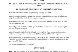 Quyết định 5530/QĐ-BNN-PC năm 2014 bãi bỏ văn bản Bộ Nông nghiệp Phát triển nông thôn