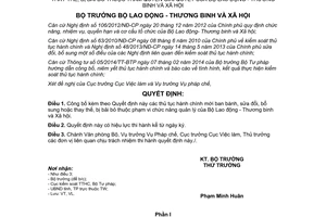 Quyết định 1694/QĐ-LĐTBXH năm 2014 công bố thủ tục hành chính thuộc thẩm quyền Bộ Lao động Thương binh Xã hội