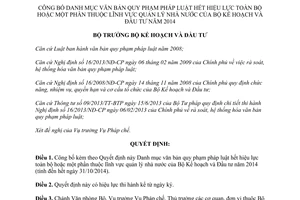 Quyết định 1878/QĐ-BKHĐT 2014 Danh mục văn bản quy phạm pháp luật hết hiệu lực Bộ Kế hoạch Đầu tư