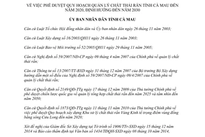Quyết định 1932/QĐ-UBND 2014 quản lý chất thải rắn tỉnh Cà Mau đến 2020 định hướng 2030