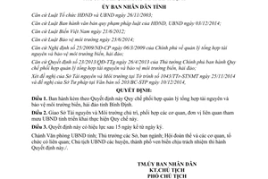 Quyết định 39/2014/QĐ-UBND quản lý tổng hợp tài nguyên bảo vệ môi trường biển hải đảo Bình Định