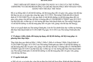 Hướng dẫn 7534/HD-LN-TC-GD&ĐT 2014 51/2012/QĐ-TTg bồi dưỡng trang phục giáo viên thể dục Hà Nội