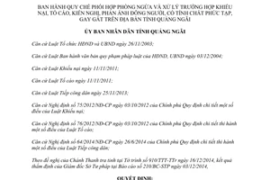 Quyết định 65/2014/QĐ-UBND Quy chế phối hợp xử lý trường hợp khiếu nại tố cáo phức tạp Quảng Ngãi