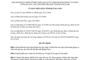 Quyết định 47/2014/QĐ-UBND điều kiện sản xuất kinh doanh giống chăn nuôi gia súc gia cầm Quảng Nam