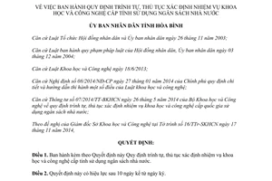 Quyết định 39/2014/QĐ-UBND nhiệm vụ khoa học công nghệ cấp sử dụng ngân sách nhà nước Hòa Bình