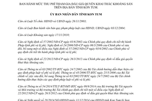 Quyết định 74/2014/QĐ-UBND mức thu phí tham gia đấu giá quyền khai thác khoáng sản Kon Tum