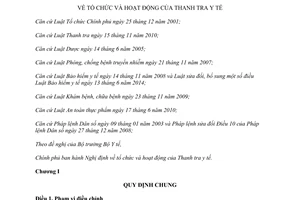 Nghị định 122/2014/NĐ-CP tổ chức hoạt động Thanh tra y tế