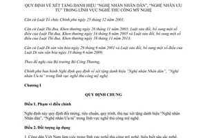 Nghị định 123/2014/NĐ-CP xét tặng danh hiệu Nghệ nhân Nhân dân Nghệ nhân Ưu tú nghề thủ công mỹ nghệ