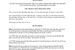 Quyết định 2726/QĐ-UBND 2014 danh mục thủ tục hành chính thực hiện cơ chế một cửa Thừa Thiên Huế