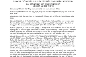 Nghị quyết 26/2014/NQ-HĐND mức thu miễn giảm học phí hỗ trợ chi phí học tập Ninh Thuận