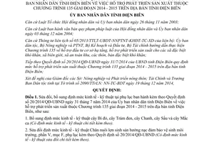 Quyết định 35/2014/QĐ-UBND sửa đổi 20/2014/QĐ-UBND hỗ trợ sản xuất Chương trình 135 Điện Biên