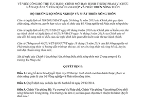 Quyết định 5566/QĐ-BNN-VPĐP năm 2014 thủ tục hành chính mới Bộ Nông nghiệp Phát triển nông thôn