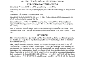 Quyết định 858/2014/QĐ-UBND thủ tục khi nhà nước giao cho thuê chuyển mục đích sử dụng đất Bắc Giang