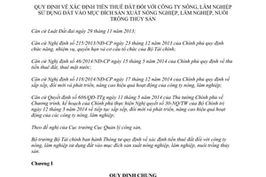 Thông tư 207/2014/TT-BTC tiền thuê đất của công ty nông lâm nghiệp sản xuất nông lâm nghiệp thủy sản