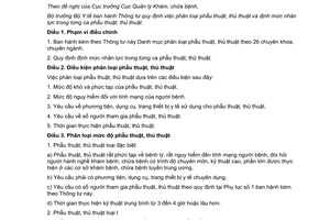 Thông tư 50/2014/TT-BYT phân loại phẫu thuật thủ thuật định mức nhân lực trong ca phẫu thuật thủ thuật