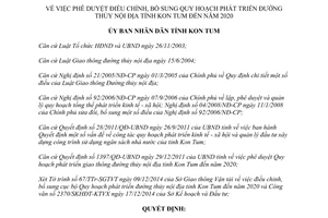 Quyết định 1361/QĐ-UBND 2014 Quy hoạch phát triển đường thủy nội địa Kon Tum 2020