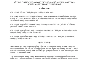 Nghị quyết 98/NQ-CP năm 2014 tăng cường chỉ đạo công tác phòng chống kiểm soát ma túy trong tình hình mới