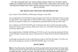 Quyết định 7096/QĐ-UBND năm 2014 thủ tục hành chính thuộc phạm vi chức năng quản lý của Sở Nội vụ Hà Nội