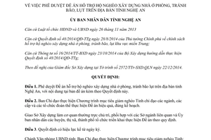 Quyết định 7376/QĐ-UBND 2014 hỗ trợ hộ nghèo xây dựng nhà ở phòng tránh bão lụt Nghệ An