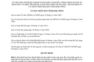 Quyết định 32/2014/QĐ-UBND hạn mức giao đất công nhận quyền sử dụng diện tích tách thửa Đắk Nông