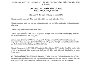 Nghị quyết 23/2014/NQ-HĐND mức thu Phí đo đạc lập bản đồ địa chính Cà Mau