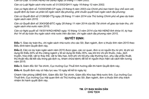 Quyết định 45/2014/QĐ-UBND dự toán thu chi ngân sách nhà nước sở ban ngành đơn vị Quảng Trị 2015