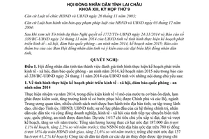 Nghị quyết 113/2014/NQ-HĐND phát triển kinh tế xã hội đảm bảo quốc phòng an ninh 2015 Lai Châu