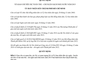 Quyết định 46/2014/QĐ-UBND giao chỉ tiêu dự toán thu chi ngân sách nhà nước năm 2015 Hồ Chí Minh