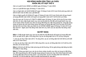 Nghị quyết 116/NQ-HĐND dự án phải thu hồi đất chuyển mục đích sử dụng đất 2014 2015 Lai Châu