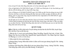 Nghị quyết 33/NQ-HĐND 2014 đặt tên điều chỉnh tuyến đường Plei Kần Ngọc Hồi Kon Tum