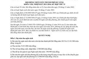 Nghị quyết 69/2014/NQ-HĐND dự toán thu ngân sách nhà nước Đà Nẵng 2015