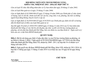 Nghị quyết 84/NQ-HĐND 2014 bãi bỏ quy định phụ cấp chức vụ chỉ huy trưởng quân sự Đà Nẵng