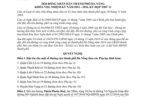 Nghị quyết 81/2014/NQ-HĐND đặt đổi tên đường Đà Nẵng