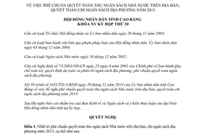 Nghị quyết 29/2014/NQ-HĐND quyết toán chi ngân sách địa phương 2013 thu ngân sách Nhà nước Cao Bằng