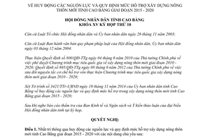 Nghị quyết 31/2014/NQ-HĐND nguồn lực mức hỗ trợ xây dựng nông thôn mới tỉnh Cao Bằng 2015 2020