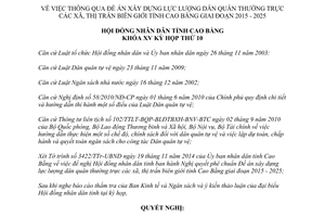 Nghị quyết 35/2014/NQ-HĐND xây dựng lực lượng Dân quân thường trực biên giới Cao Bằng 2015 2025