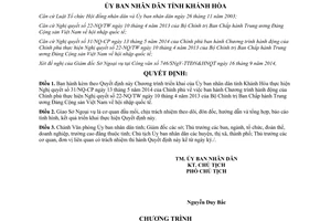 Quyết định 3378/QĐ-UBND 2014 triển khai 31/NQ-CP thực hiện 22-NQ/TW hội nhập quốc tế Khánh Hòa