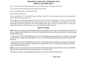 Nghị quyết 34/NQ-HĐND 2014 bãi bỏ Nghị quyết giá dịch vụ cơ sở khám chữa bệnh Nhà nước Kon Tum