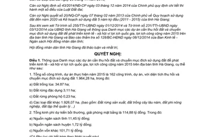 Nghị quyết 158/NQ-HĐND 2014 dự án cần thu hồi đất và chuyển mục đích sử dụng đất 2015 Hà Giang