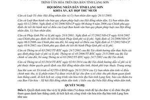 Nghị quyết 155/2014/NQ-HĐND mức thu tỷ lệ phần trăm trích lại tổ chức thu phí tham quan Lạng Sơn