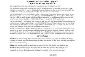 Nghị quyết 154/2014/NQ-HĐND đặt tên đổi tên đường phố công trình công cộng Lạng Sơn