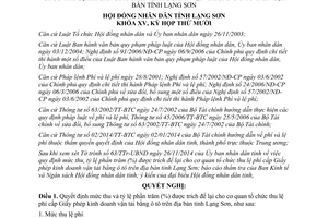 Nghị quyết 157/2014/NQ-HĐND mức thu tỷ lệ trích lại phí cấp Giấy phép kinh doanh vận tải Lạng Sơn