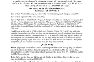 Nghị quyết 92/2014/NQ-HĐND15 hỗ trợ xây dựng sân thể thao xã nhà văn hoá thôn Hải Dương