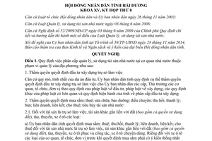 Nghị quyết 94/2014/NQ-HĐND15 phân cấp quản lý sử dụng tài sản nhà nước Hải Dương