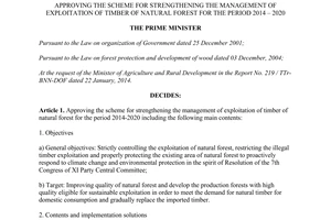 Decision No. 2242/QD-TTg 2014 management of exploitation of timber of natural forest 2014 2020