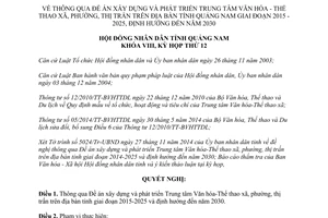 Nghị quyết 139/2014/NQ-HĐND Đề án xây dựng phát triển Trung tâm Văn hóa Thể thao xã tỉnh Quảng Nam