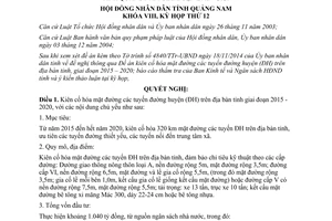 Nghị quyết 134/2014/NQ-HĐND kiên cố hóa mặt đường các tuyến đường huyện tỉnh Quảng Nam