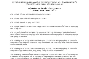 Nghị quyết 174/2014/NQ-HĐND hỗ trợ đầu tư xây dựng ao lắng trong nuôi tôm nước lợ Long An