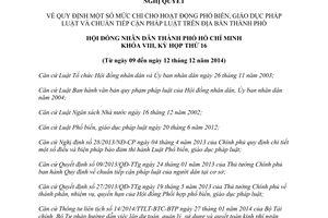 Nghị quyết 20/2014/NQ-HĐND chi hoạt động phổ biến giáo dục pháp luật chuẩn tiếp cận pháp luật Hồ Chí Minh