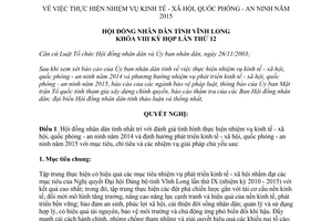 Nghị quyết 117/2014/NQ-HĐNĐ 2014 thực hiện nhiệm vụ kinh tế xã hội quốc phòng an ninh ở Vĩnh Long